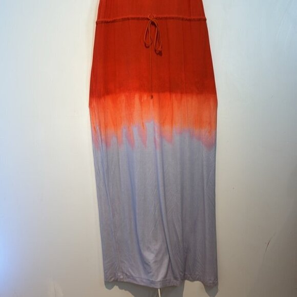 Nicole Miller Artelier Empire Maxi dress Orange Blue Racerback Stretch Women M - Picture 8 of 12